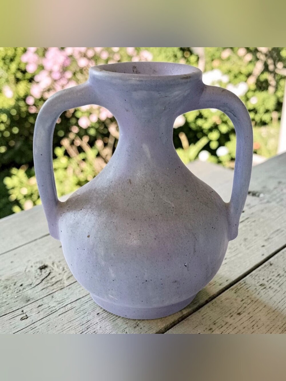 Vtg Studio Pottery Double Handle Vase Signed Aurora Steig Wabi Sabi Arts Crafts